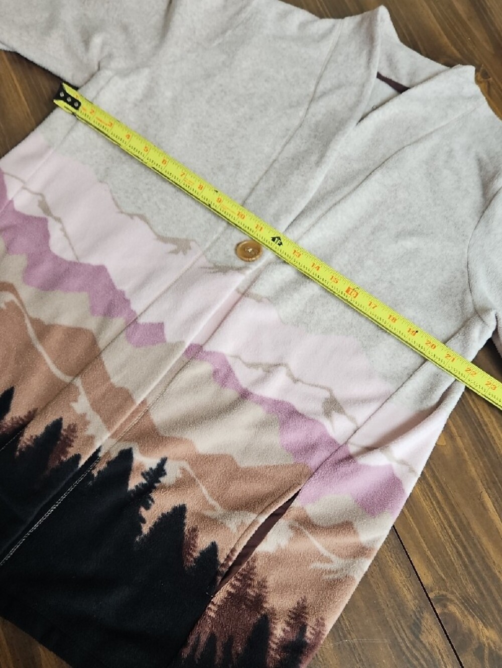 Cuddl Duds Cream, Pink and Black Scenic Button-Front Cardigan - Picture 4 of 9